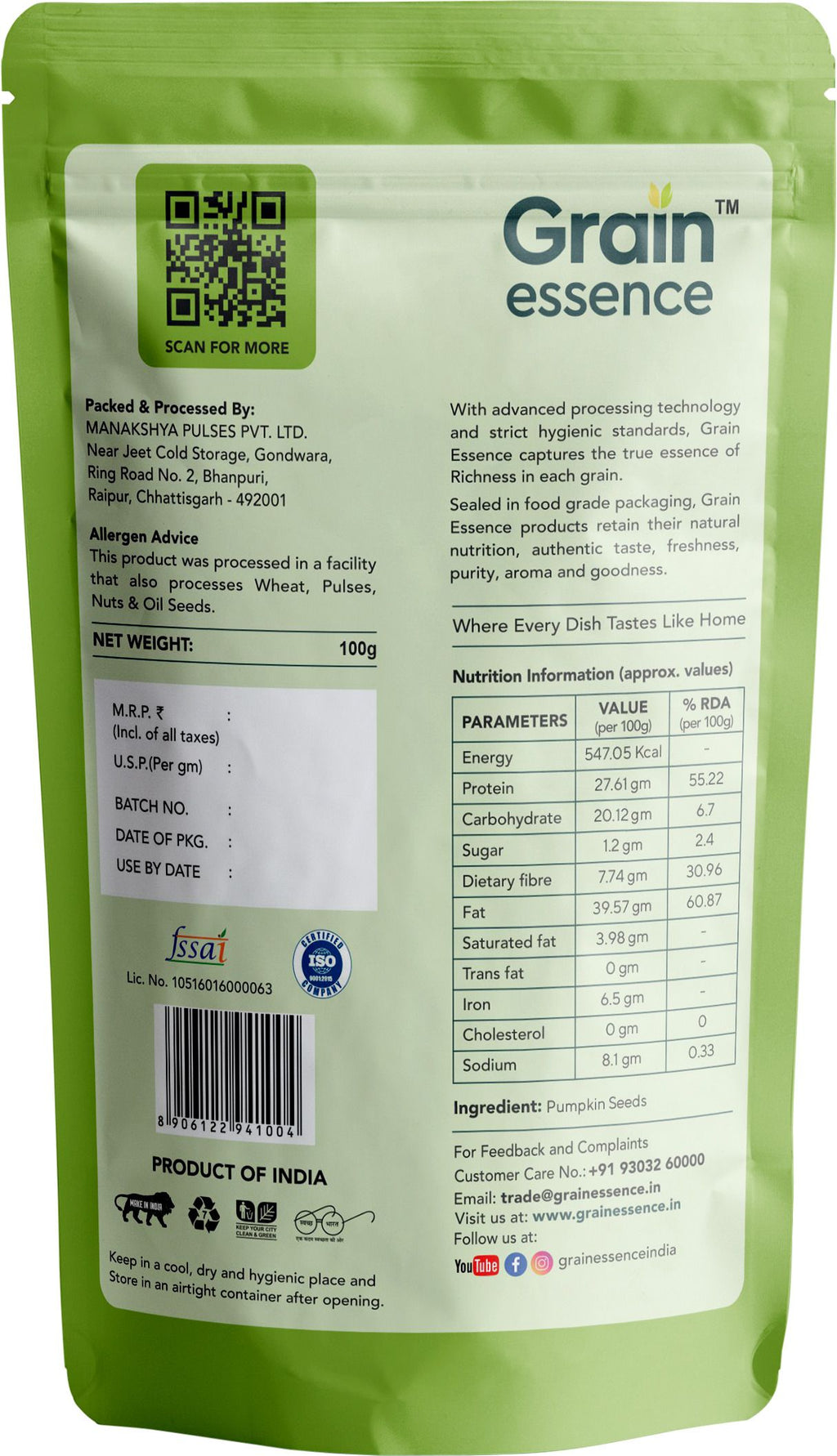 GRAIN ESSENCE Grain Essence Super Seeds Combo | Pumpkin Seeds, Watermelon Seeds, Sunflower Seeds, Brown Chia Seeds, Basil Seeds, Brown Flax Seeds (6 x 100 g) - view 9