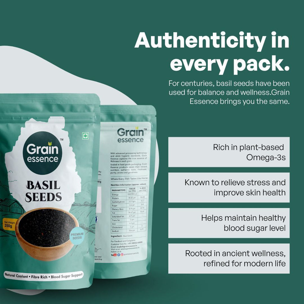 GRAIN ESSENCE Grain Essence Premium Basil Seeds (Sabja Seeds) | 100% Natural, Raw & Unpolished Basil Seeds (100 g) - view 5