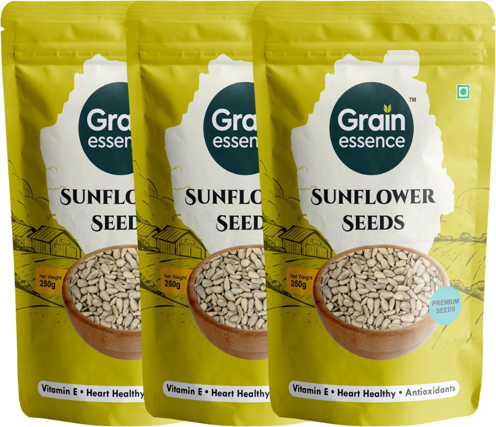 GRAIN ESSENCE Grain Essence Premium Sunflower Seeds | 100% Natural, Raw & Unroasted | Sunflower Seeds (3 x 250 g)