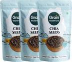 GRAIN ESSENCE Premium Chia Seeds | 100% Natural, Raw & Unpolished Superfood Chia Seeds (3 x 250 g)
