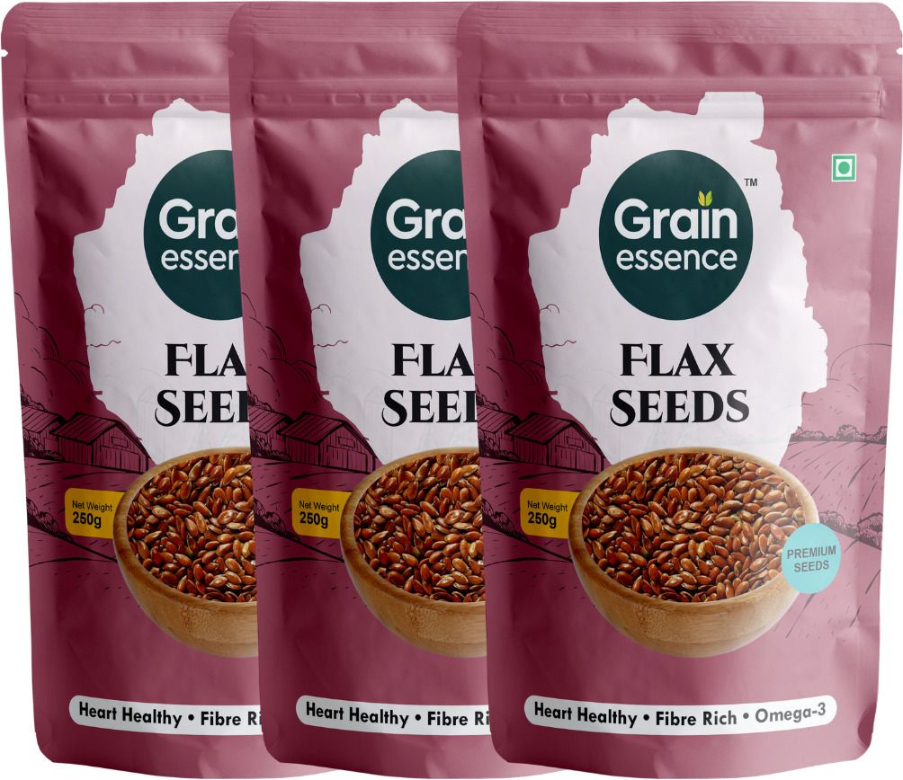 GRAIN ESSENCE Premium Flax Seeds | 100% Natural, Raw & Unpolished | Brown Flax Seeds Brown Flax Seeds (3 x 250 g)