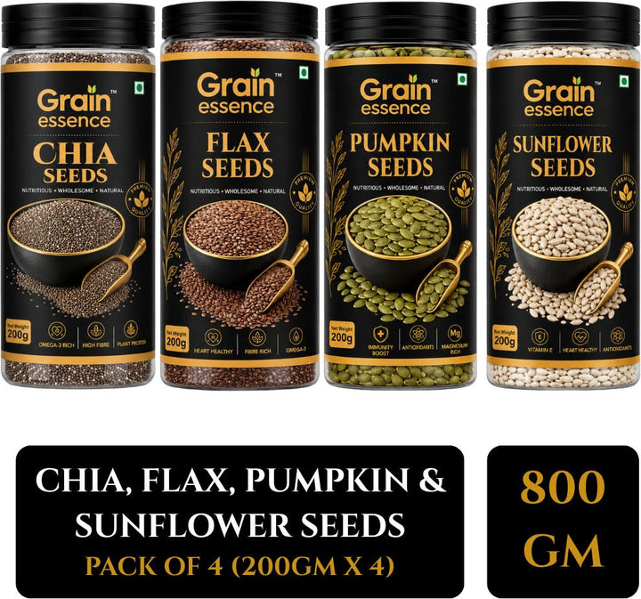 Chia, Flax, Pumpkin, Sunflower Seed Jar Combo