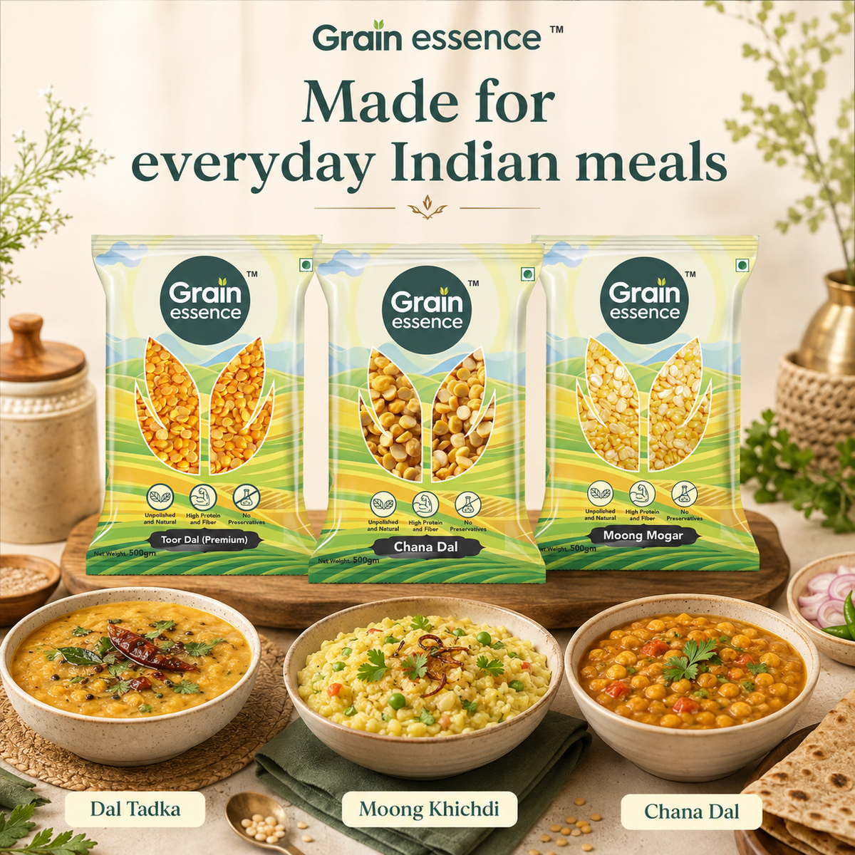 Daily Dal Combo (Chana Dal, Moong Dal, Toor Dal)