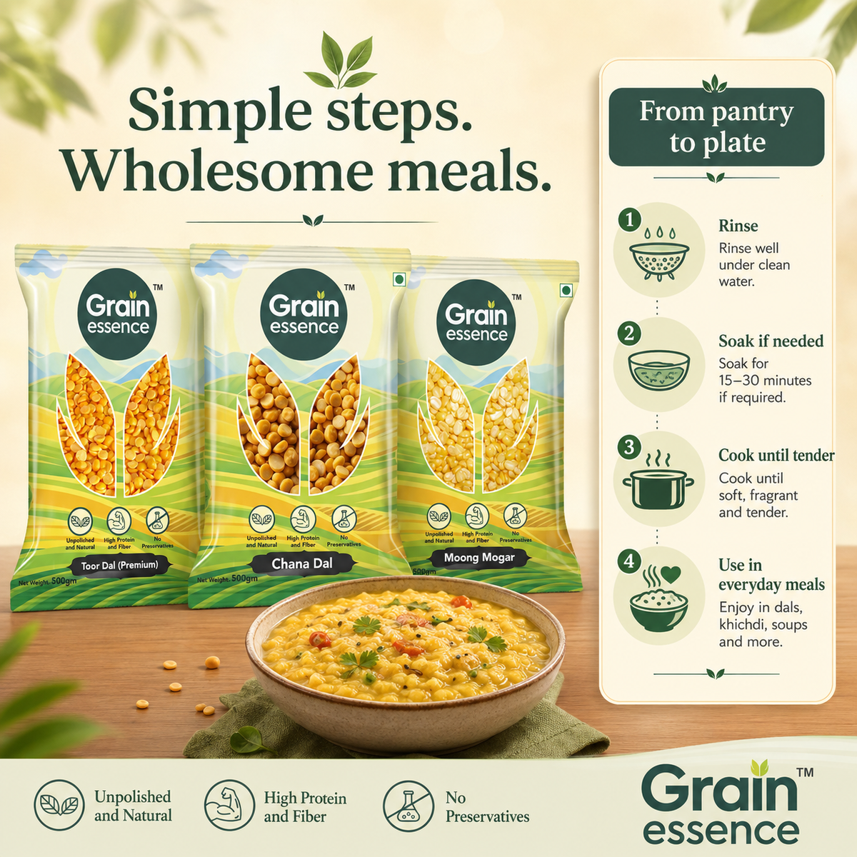 Daily Dal Combo (Chana Dal, Moong Dal, Toor Dal)