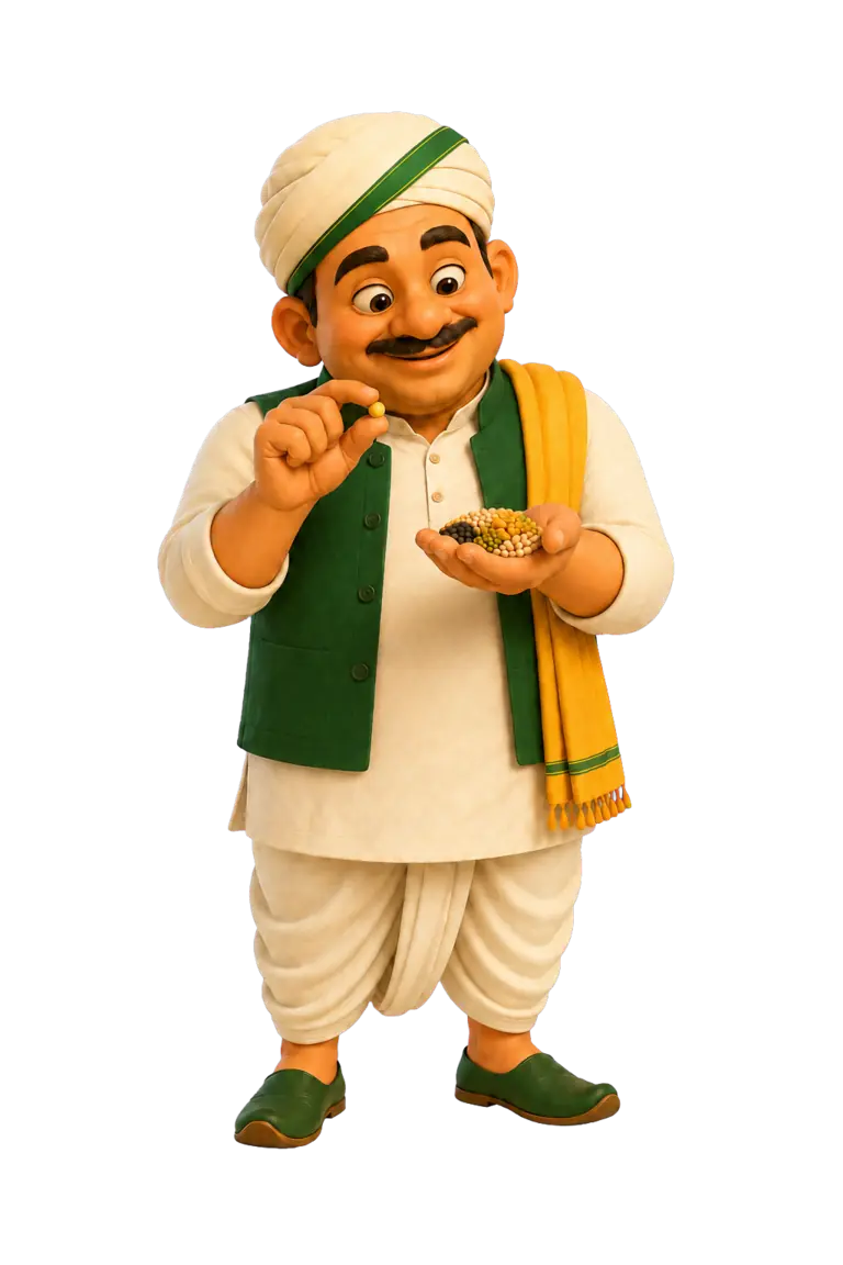 Kisan Kaka inspecting grains